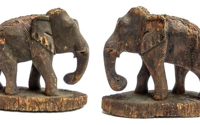 Old wooden elephant sculpture (1) - Wood - Burma - Mid 20th century