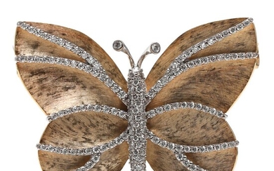 Ole Lynggaard (b. 1936) A “Katrine” diamond butterfly shaped clasp/brooch set with...