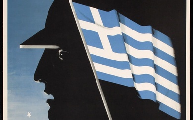 Original 1940s Kauffer WW II Poster Greece Fights On