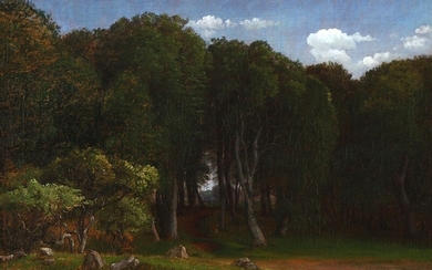 P. C. Skovgaard: View from Dyrehaven (the deer garden), north of Copenhagen. Unsigned. Oil on canvas. 39×56 cm.
