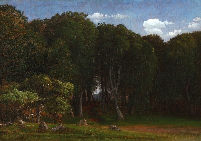 P. C. Skovgaard: View from Dyrehaven (the deer garden), north of Copenhagen. Unsigned. Oil on canvas. 39×56 cm.