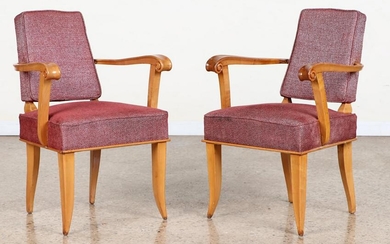 PAIR FRENCH SYCAMORE CHAIRS MANNER ANDRE ARBUS