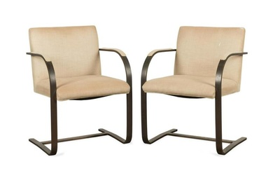 PAIR KNOLL "BRNO" CHROME UPHOLSTERED CHAIRS