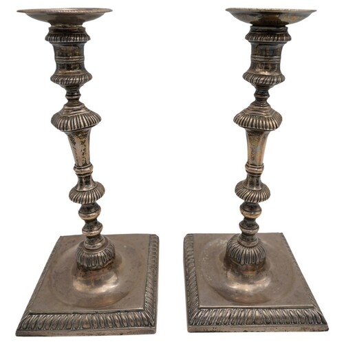 PAIR OF PAKTONG CANDLESTICKS CIRCA 1760 the baluster stems r...
