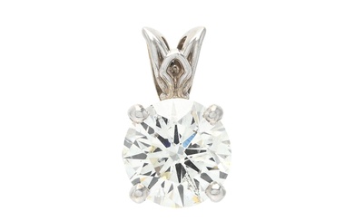 PENDANT SOLITAIRE, or blanc 18K, diamant taille brillant approx. 1,88 ct, approx. Cr(J)/P1, poids 4,9...
