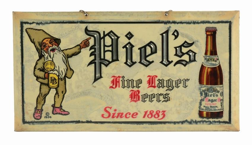 PIEL'S BEER CELLULOID ADVERTISING SIGN.