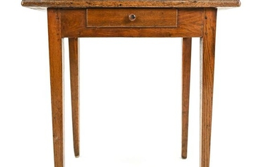 PRIMITIVE FRENCH OAK SIDE TABLE, C. 1860