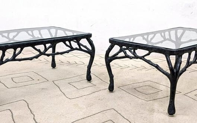 Pair Decorator Branch Form Coffee Tables. Cast Aluminu