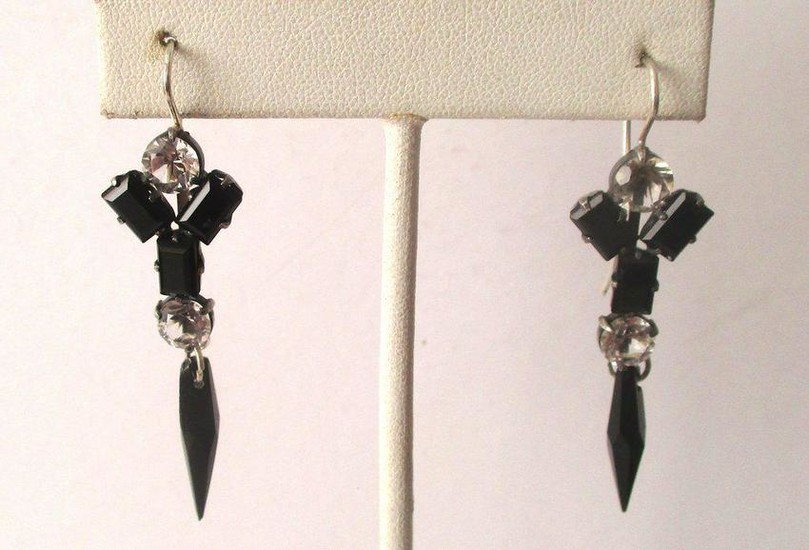 Pair of Antique Sterling Silver Earrings With French