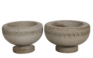 Pair of Carved Stone Planters