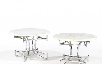 Pair of Chrome and Marble Side Tables