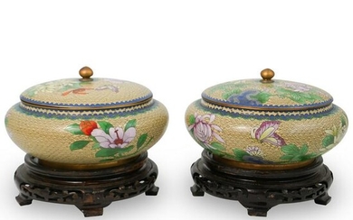 Pair of Decorative Cloisonne Chinese Urns