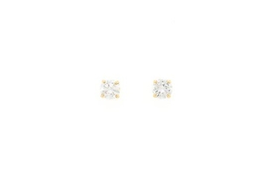 Pair of Gold and Diamond Stud Earrings