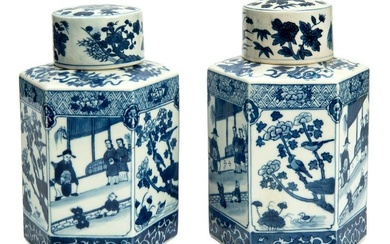 Pair of Kangxi Porcelain Lidded Tea Jars.