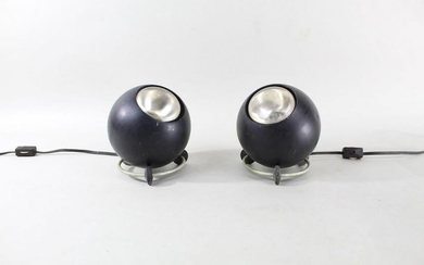 Pair of Mid-Century Modern Black Spherical Table Lamps