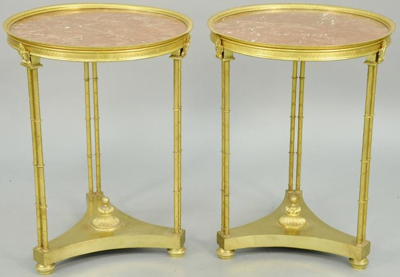 Pair of Neoclassical Style Dore Bronze Gueridons, with
