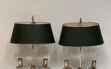 Pair of Silverplate Twin Light Table Lamps