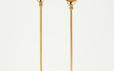 Pair of Tiffany Studios Gilt-Bronze Flower-Form Candlesticks Circa 1915