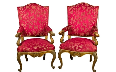 Pair of armchairs Italian manufacture, second half of the 19th century