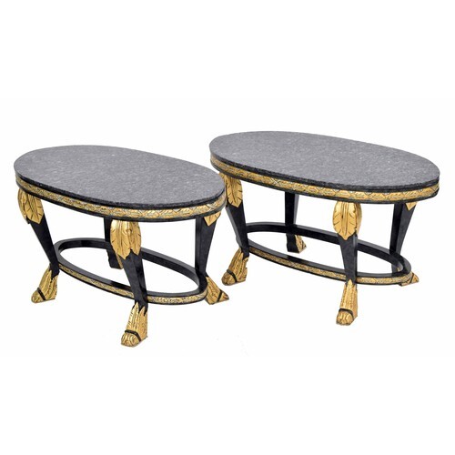 Good pair of decorative low oval lamp tables in the Regency ...
