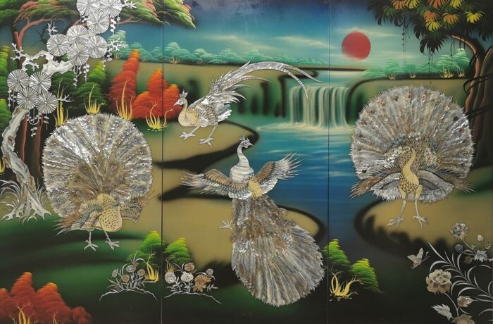 Panels (3) - Lacquer, Mother of pearl - Vietnam - contemporary