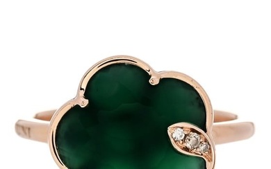 Pasquale Bruni 18K Rose Gold Diamond Green Agate Petit Joli Ring 54 6.75