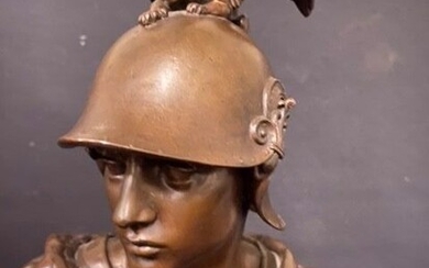 Paul Dubois (1829-1905)- Sculpture, "Courage militaire" - 70 cm (1) - Bronze (patinated) - Second half 19th century