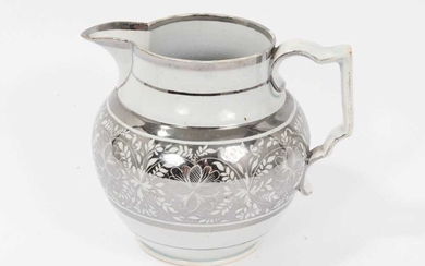 Pearlware glazed silver resist jug, c.1810-20