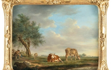 Pendants: Meadow landscapes with cattle and sheep