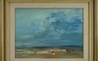 *Peter Burman (b.1941) near pair of oils on board - Norfolk River Landscape and Beach, signed, 29cm x 39cm, in glazed frames