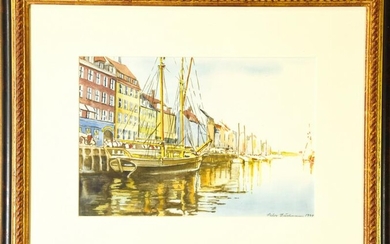 Peter Glickmann 1994 Harbor Scene Watercolor