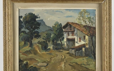 Philippe VEYRIN (1900- 1962) Maison basque Huile sur panneau 38 x 47 cm
