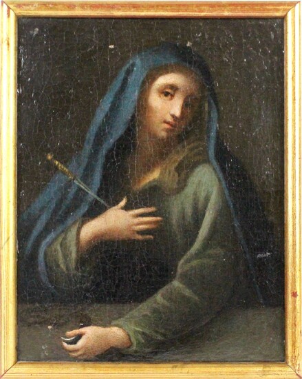 Pittore del XVII secolo, Madonna Addolorata, olio su tela, cm 21,5x16,5