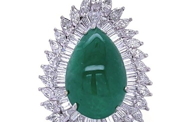 Platinum AGL Certified 14.48 Ct. Emerald and Diamond Cocktail Ring