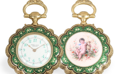 Pocket watch: exquisite gold/enamel ladies' watch for the Indian market, Henry Capt Geneve, ca. 1880