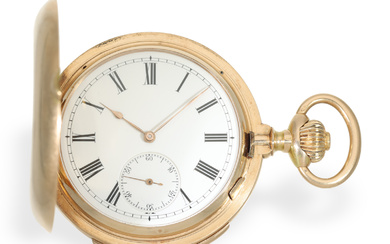Pocket watch: large gold hunting case watch with minute repeater, Le Coultre ca. 1900, top quality