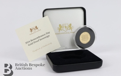 Queen Elizabeth II 2016 Remembrance Day gold proof sovereign,...