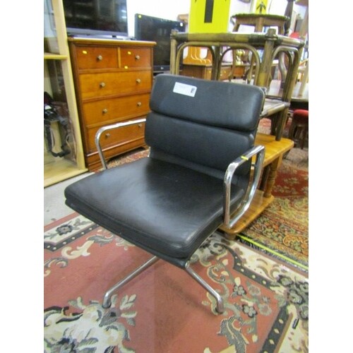 RETRO SWIVEL CHAIR, Chrome framed and black leather effect c...