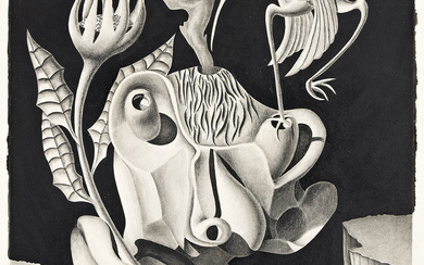 ROBERT ORMEROD PREUSSER (1919 - 1992, AMERICAN) Anonymous Creature. Ink and charcoal o...