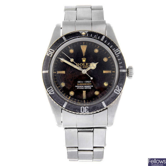 ROLEX - a gentleman's stainless steel Oyster Perpetual Submariner '4 Liner' bracelet watch.