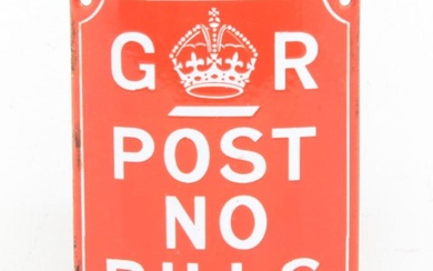 Railwayana: An early 20th century, 'GR Post No Bills' curved...