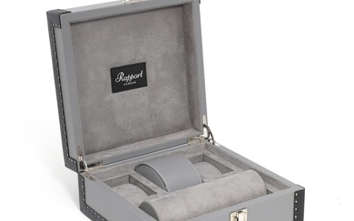 Rapport London Watch box. Fits six watches. Grey leather and suede. 25×25×11.5...