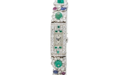 Raymond Yard Emerald, Ruby, Sapphire and Diamond Wristwatch
