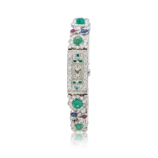 Raymond Yard Emerald, Ruby, Sapphire and Diamond Wristwatch