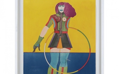 Richard Lindner (1901 Hamburg - 1978 New York City), 'Girl with Hoop' from dem Portfolio...