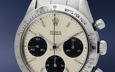 Rolex, Ref. 6239; inside caseback stamped 6238 An extremely early and interesting stainless steel chronograph wristwatch with bracelet and “Swiss” only dial
