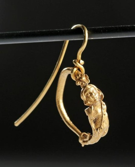 Roman 22K+ Gold Earring with Eros