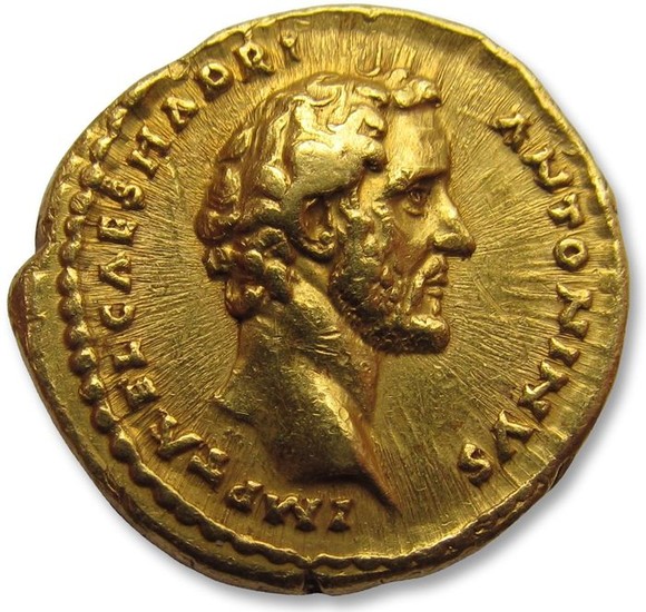 Roman Empire - AV gold aureus Antoninus Pius as Caesar - struck under emperor Hadrian - Rome mint 138 A.D. - AVG PIVS P M TR P COS DES II - superb quality coin - Gold