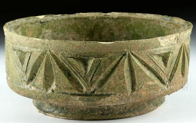 Roman Glazed Pottery Footed Bowl w/ Geometric Motifs