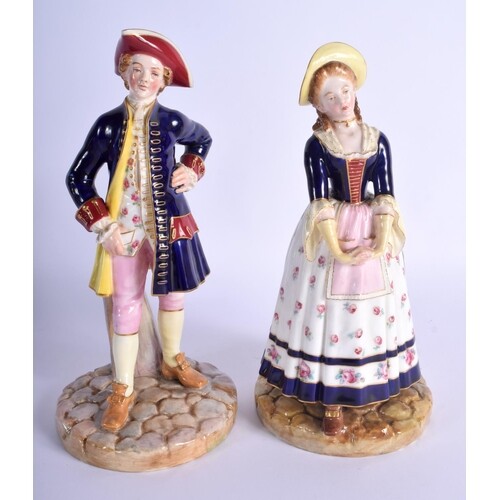 Royal Worcester pair of figures of a sailor and his lass, sh...